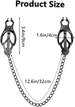 BDSM Nipple Clamps with Chain, Non-Piercing Clip for Breast & Clit Stimulation
