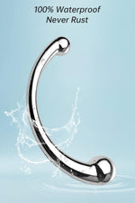 Dual-Ended Metal Dildo Wand for G-Spot & Anal Massage, Curved Design for Couples