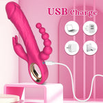 Thrusting Rabbit Vibrator with Multiple Speeds, G-Spot & Anal Stimulation, Adult Toy