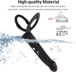 Strap-On Double Penetration Dildo with Vibrating Butt Plug & Cock Ring
