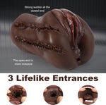 3-in-1 Male Masturbator with Bullet Vibration & Textured Mouth, Vagina & Anus