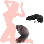 Fox Tail Butt Plug, Cosplay Anal Plug for Beginners, 18" Black for Men & Women