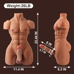 26LB Male Sex Doll with 8" Flexible Dildo, Muscular Torso & Tight Anal for Couples