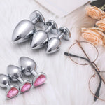 3-Piece Luxury Heart Jewelry Design Metal Butt Plug Set (Pink)