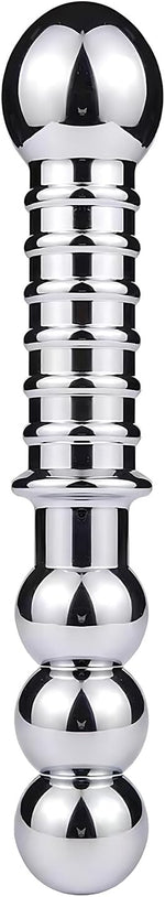 Dual-Ended Metal Dildo & Prostate Wand – Anal Beads & Massage Probe for Couples