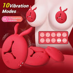 4-in-1 APP Remote Control Vibrating Nipple Clamps & Stimulator for Women