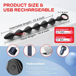 14.4" Flexible Silicone Vibrating Anal Beads, 10 Vibration Modes, Prostate Massager