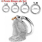 Stainless Steel Mesh Penis Cage Cock Ring Male Chastity Device, Flexible Metal Mesh Chain Designed Cock Penis Cage For Adult Male Sex Toys