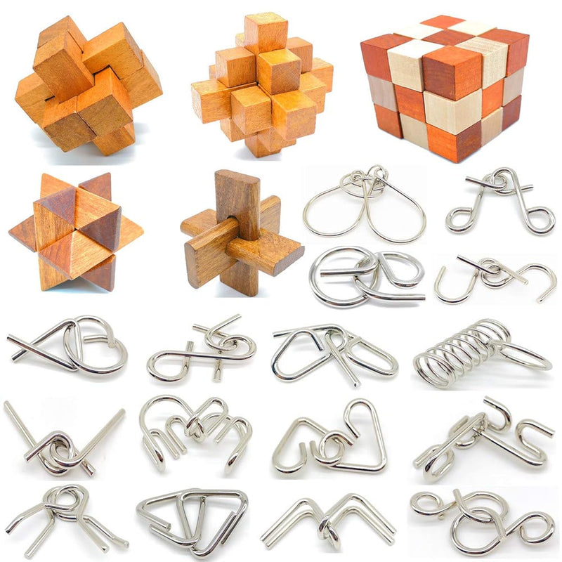 Brain Teasers With The Puzzles 21Pcs Unlock Interlock Game Iq Test Toy 3D W