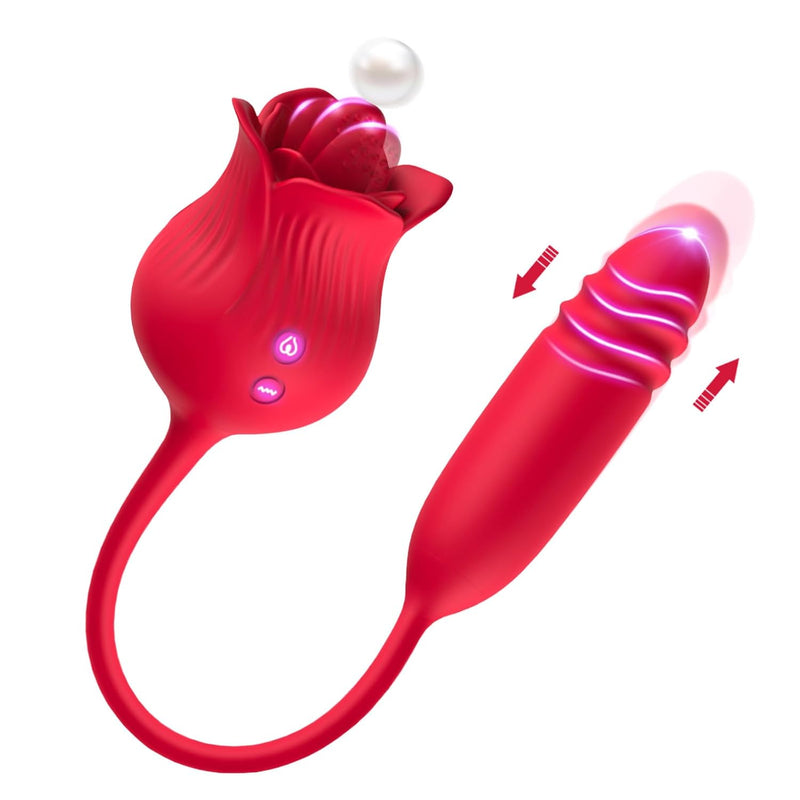 Rose Sex Toys For Women - Rose Vibrater Clitoral Stimulator For Women With 9 Licking And 9 Thrusting Modes, Adult Dildo Toys G Spot Vibrator For Female Couples Discreet Vibrator Pleasure