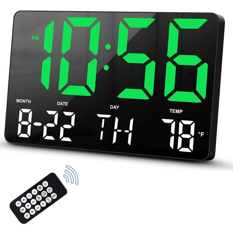 Digital Clock, Digital Wall Clock With Remote Control, Led Clock Large Display