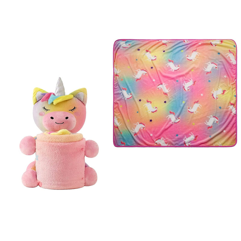 Girl'S Unicorn Stuffed Animal Plush Blanket Set Kids, Security Throw, Snuggle