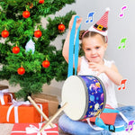 Kid Drum Set,8 Inch Wooden Drum Toys,Sensory Educational Musical Instrument Toy With Adjustable Strap,2 Drumsticks For Toddler,Baby Girls Boys, Astronauts Animals Dinosaurs