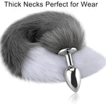 Tail Plug Anal Butt Plug, Butt Plug Faux Fur Tail Anal Sex Toys Buttplug Wolf Tail Toys Stainless Steel But Plug Butt Toys Sex Toys For Women Cosplay Adult Sex Toys For Women Men Couple (Grey)