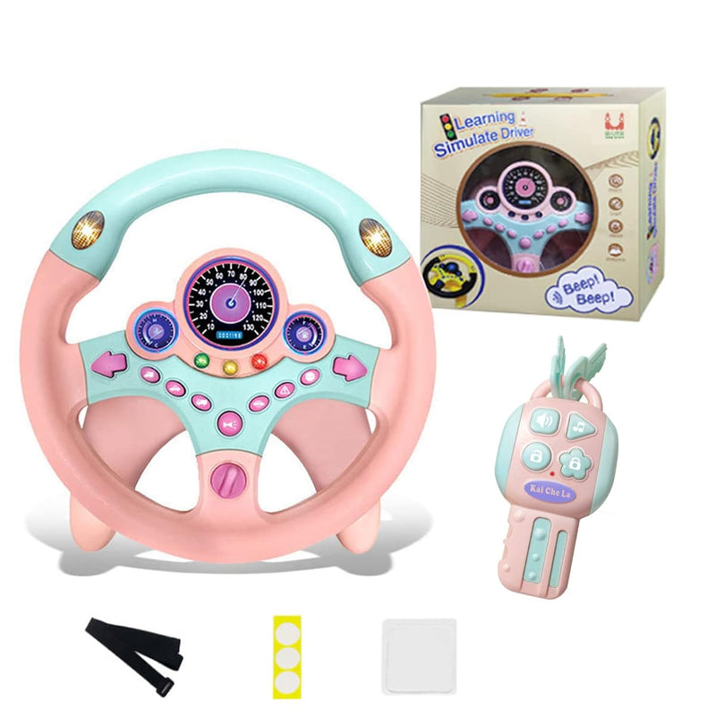 Steering Wheel Toy With Lights Music, Simulated Driving For Toddlers Preten