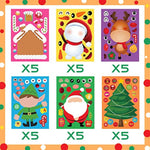 30 Sheets Christmas Face Stickers with Santa & Snowman, Kids Craft Party Favors