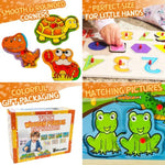 7 Pack Wooden Puzzles For Toddlers 2 3 4 5 Years Old - 7 Colorful Chunky Wood Peg Puzzles For Kids Ages 2-5, Alphabet Shape Numbers Fruits Sea Animals Dinosaur Zoo - Educational Toddler Learning Toys