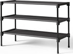Shoe Rack - Premium Non-Woven Shoe Rack Shelf, Shoe Organizer for Closet, Entryway, Garage & Corridor, Sturdy & Durable Long Stackable Shoe Shelves, Medium, Black