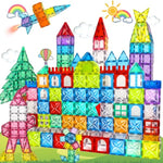 Magnetic Tiles, 100Pcs Magnetic Blocks Set, 4D Diamond Magnet Building Blocks, Stem Preschool Educational Magnet Toys Gift For Kids, Boys And Girls 3 4 5 6 7 8+ Year Old