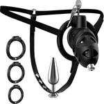 Adjustable Male Chastity Cage with Anal Plug & Harness – BDSM Restraint Set