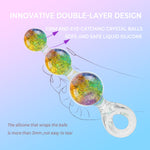 7.48'' Crystal Silicone Anal Beads,Dual Layer Large Butt Plug Adult Sex Toys,Graduated Glass Anal Plugs Soft Anal Trainer For Women Men Couple Gay (Rainbow)