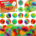 14Pcs Stringy Balls, Sensory Stringy Ball, 2.75 Inch Soft Rainbow Pom Bouncy, Stocking Stuffers For Kids, Monkey Pom Balls Fidget Toys Stress Ball, Birthday Gifts For Boys, Girls Ages 3+
