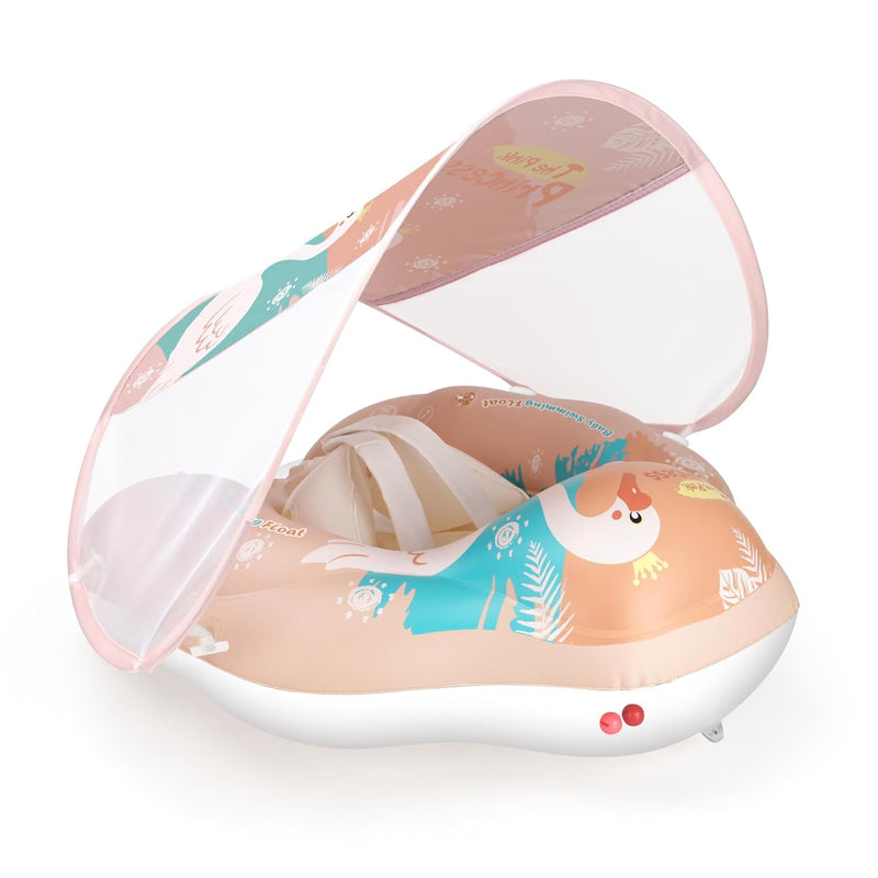Infant Pool Float With Sun Canopy Inflatable Baby Swimming Floatie With Spo