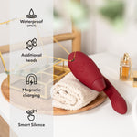 Duo 2 Bordeaux Dual Stimulation Pleasure Air Clitoris Stimulator Rabbit Vibrator & Pjur Aqua Water Based Personal Lubricant 3.4 Fl Oz - Female Sex Toys Bundle
