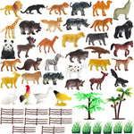 Animal Figurines Toys, 52 Pcs Small Mini Realistic Safari Zoo Plastic Animals Figures Learning Educational Toy Set For Kids Toddlers Jungle Wild Forest Animals Playset Cupcake Topper