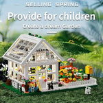 Flower House Building Mini Set With Led, City Street View Greenhouse Building Blocks Toy, Valentine Xmas Gift For Friends Or Girls 8-12 Year