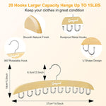 Bra Hanger for Closet, 20 Hooks Capacity Tank Top Hanger Premium Wooden Closet Foldable Metal Hooks Camisole Organizer for Hangers Space Saving, 360°Rotating, Closet Organizers and Storage-2 Pack