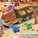 Dinosaur Car Toy For 2 3 4 5 Years Old Boys, Friction Power Carrier Truck With 4 Pack Small Pull Back Dino Car, Christmas Birthday Gift For 18+ Months Boy Girl Kids Toddlers