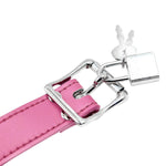 Lockable Dildo Mouth Gag with Adjustable Leather Strap, Rose Red