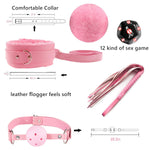 BDSM Restraints Kit 15Pcs for Couples Beginner Bondage Set Paddle Pink