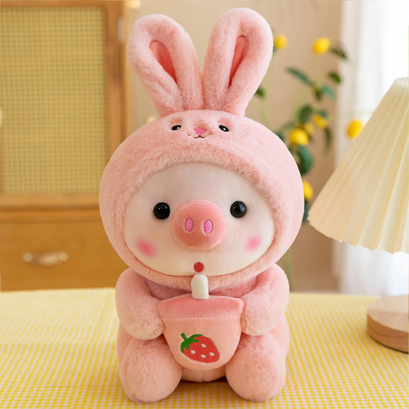 Pig Stuffed Animal 9.8Inch Piggy Plush Toy Animal Rabbit Costume Cartoon Doll