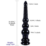 12.4 Inch Anal Beads Butt Plug With Suction Cup, 3 Gradually Larger Beads For Prostate Massage & G-Spot Stimulation, Strong Base Sex Toy For Men And Women (Black)