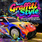 2 Pack Rc Cars For Kids And Boys, Girls 4-7-8-12, Remote Control Car, Led Lights, 4Wd Racing Cars,2.4Ghz Dual Player, Colorful Graffiti Designs