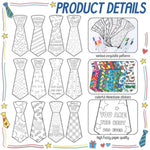 48 Pcs Father's Day Fuzzy Tie Craft Kit with 12 Color Markers for Kids