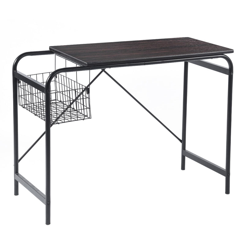 Home Office Computer Basket 31.5“ Wooden Laptop Table With Storage Workstation