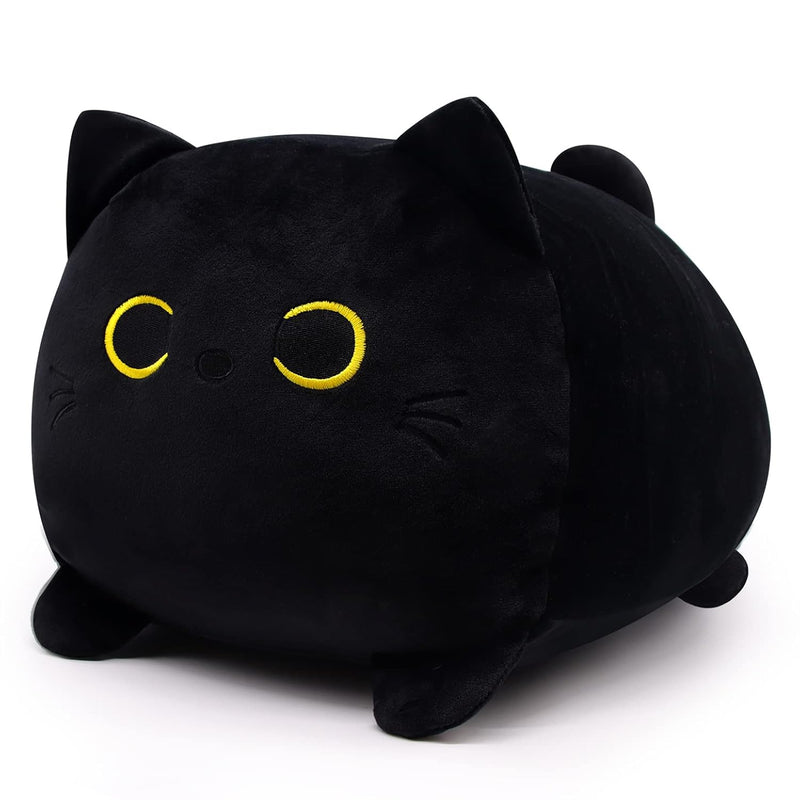 Black Cat Plush Toy Black Cat Pillow,16" Soft Fat Black Cat Stuffed Animals Ca