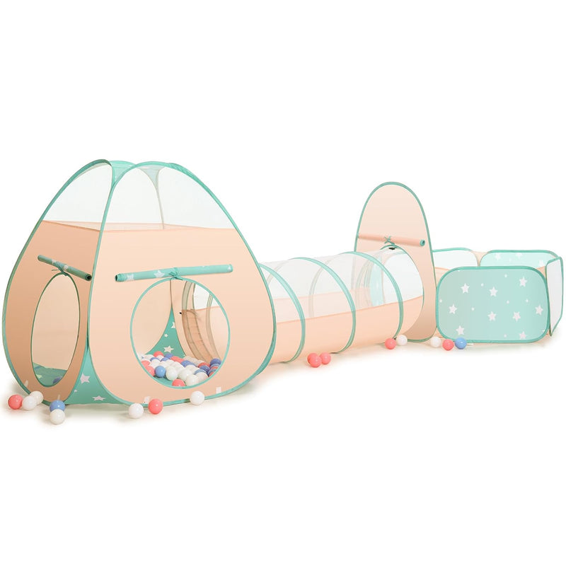 3 In 1 Kids Play Tent With Baby Ball Pit And Play Tunnel, Toddler Climbing
