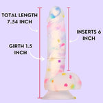 Confetti Clear Silicone Dildo, 7 Inch Flexible & Realistic Dildo With Suction Cup Base, Curved Shaft & Balls For Hands-Free Play