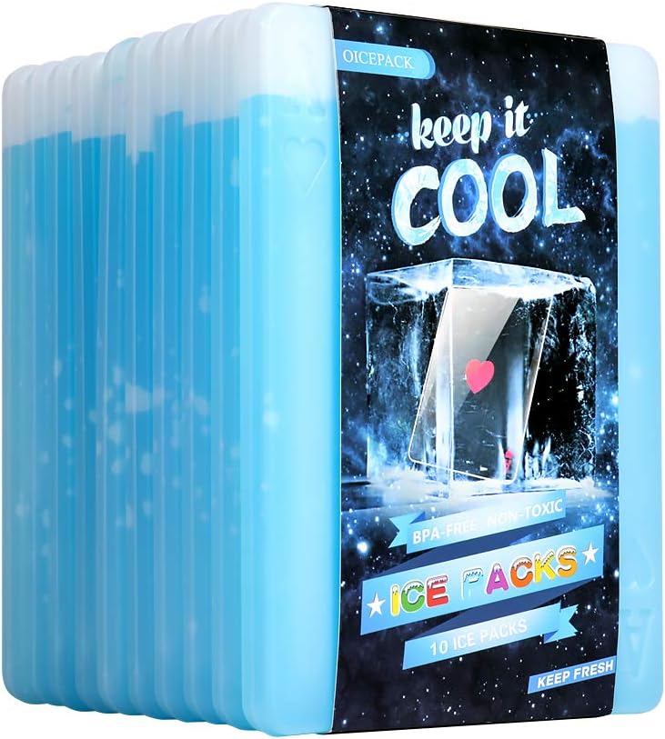 10pcs Ice packs for Lunch Box - Freezer Ice packs - Slim Long Lasting Cool Packs for Lunch Bags and Cooler, Poker Design (Heart)