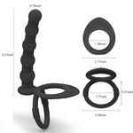 Silicone Penis Ring With Anal Dildo, 2 In 1 Wearable Cock Ring With Anal Beads Enhances Erection Delay Ejaculation Anal Stimulation Double Pleasure Adult Sex Toys For Men