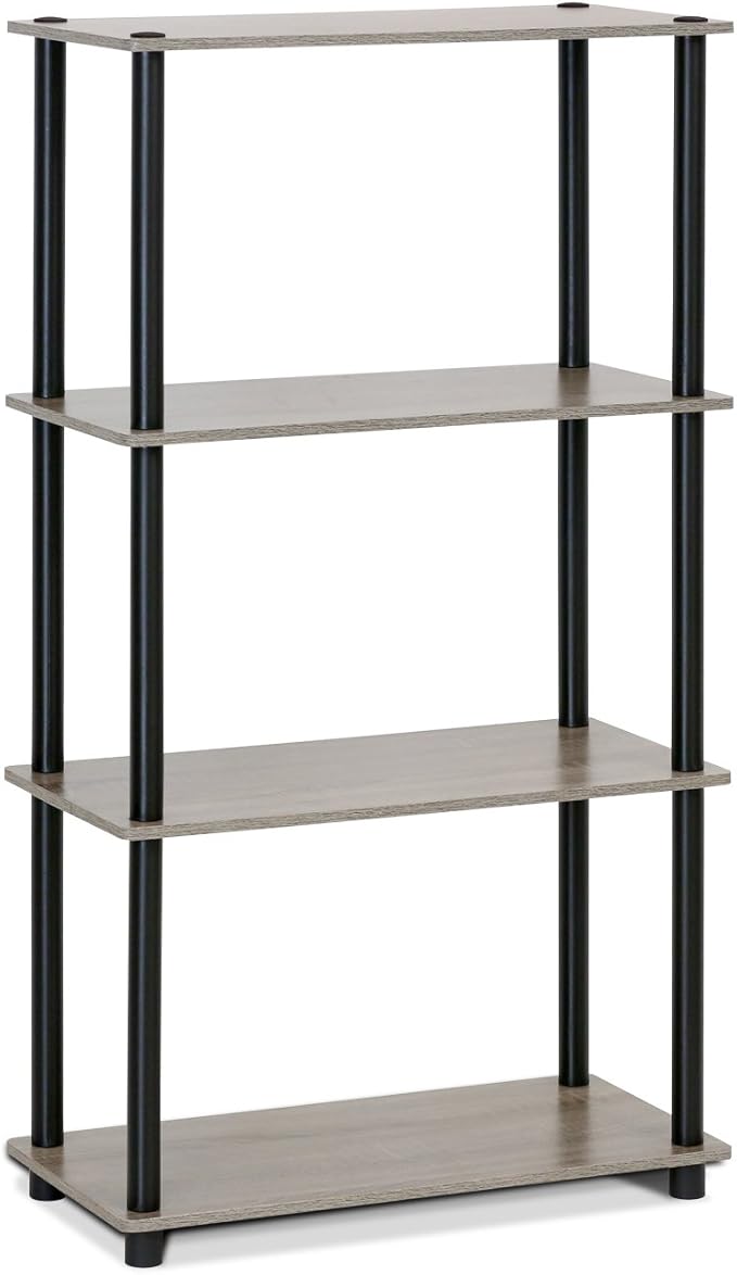 Turn-N-Tube 4-Tier Shelf Rack - Multipurpose, French Oak Grey/Black