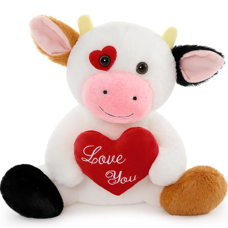 Cow Stuffed Animal, Valentines Day Plush Toy With Love You, 12.2" Plush Toy Gi