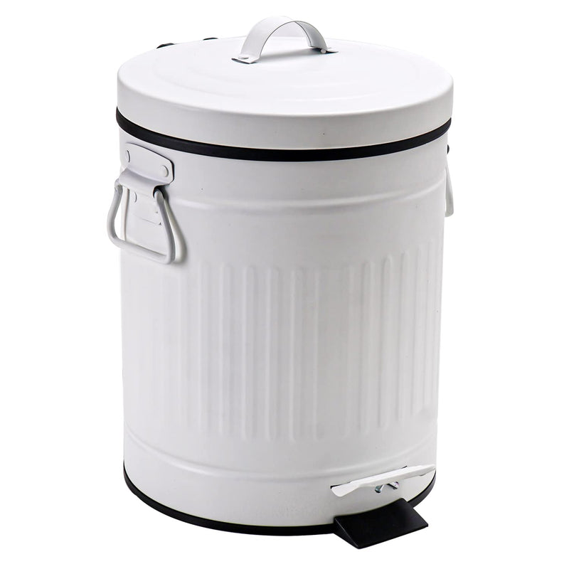 Small Trash Can With Lid Soft Close 5L/1.3 Gal-Steel Round Step Trash Can-Dog Po