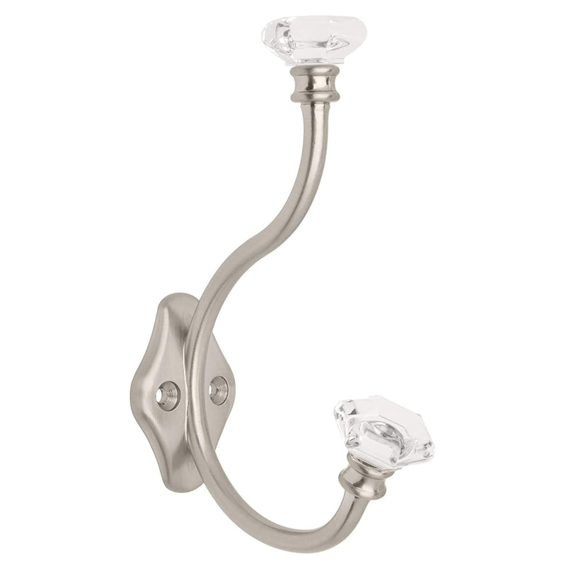128734 Acrylic Facets Design Coat And Hat Hook, Satin Nickel And Clear