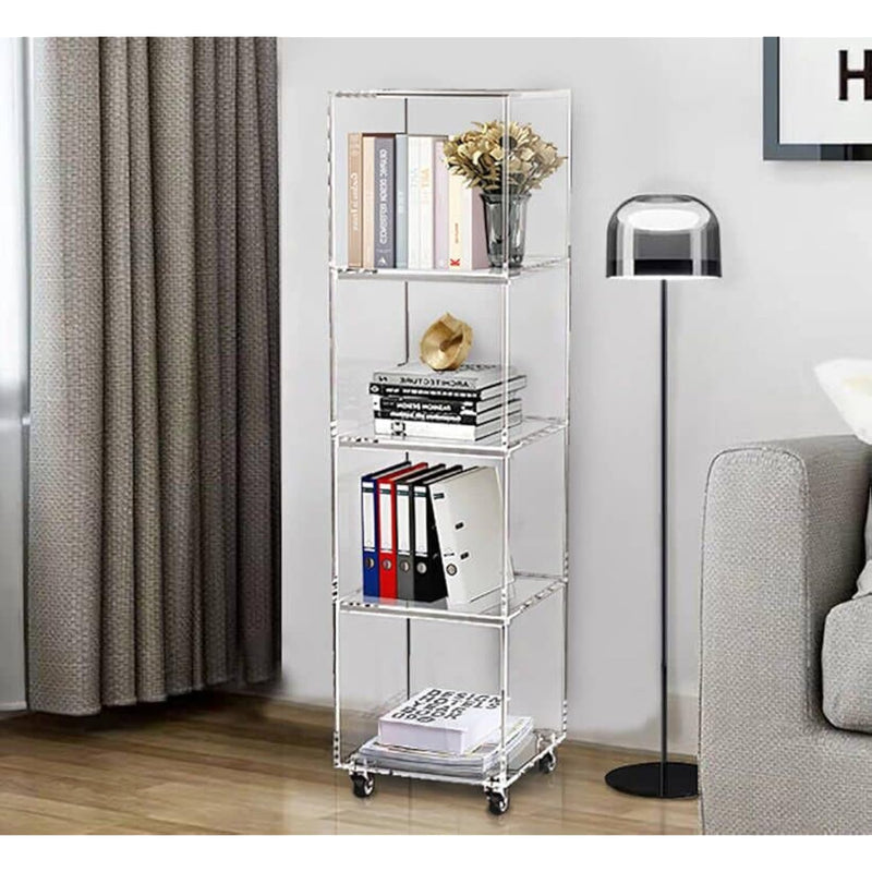 5-Tier Acrylic Corner Shelves Square Display Rack, Multipurpose Shelving Unit