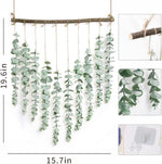 Artificial Eucalyptus Wall Hanging Decor - Fake Eucalyptus Leaves Greenery Eucalyptus Vines Wall Hanging Plants - Farmhouse Rustic Boho Wall Decor for Bathroom Bedroom Livingroom Decorations